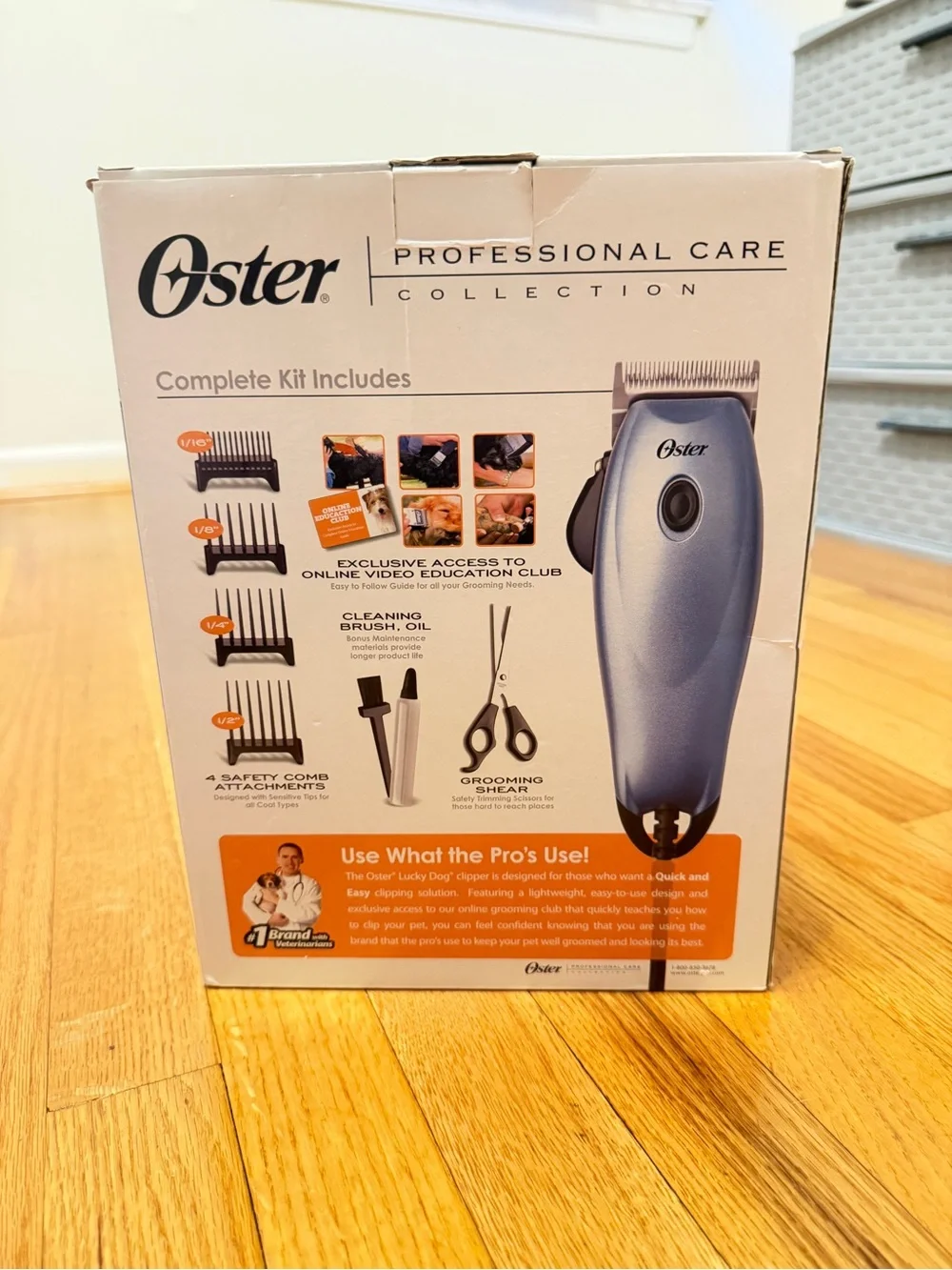 New in Box Oster Blue Lucky Dog Pet Clipper Grooming Kit with attachments